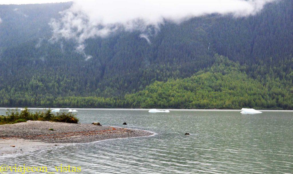 hielo en el lago glaciar mendenhall