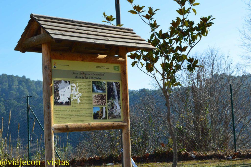 cartel informativo ruta de las cascadas de anna