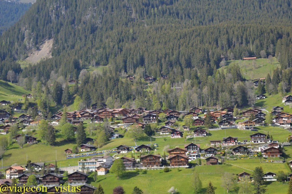 tren cruza la poblacion de grindelwald